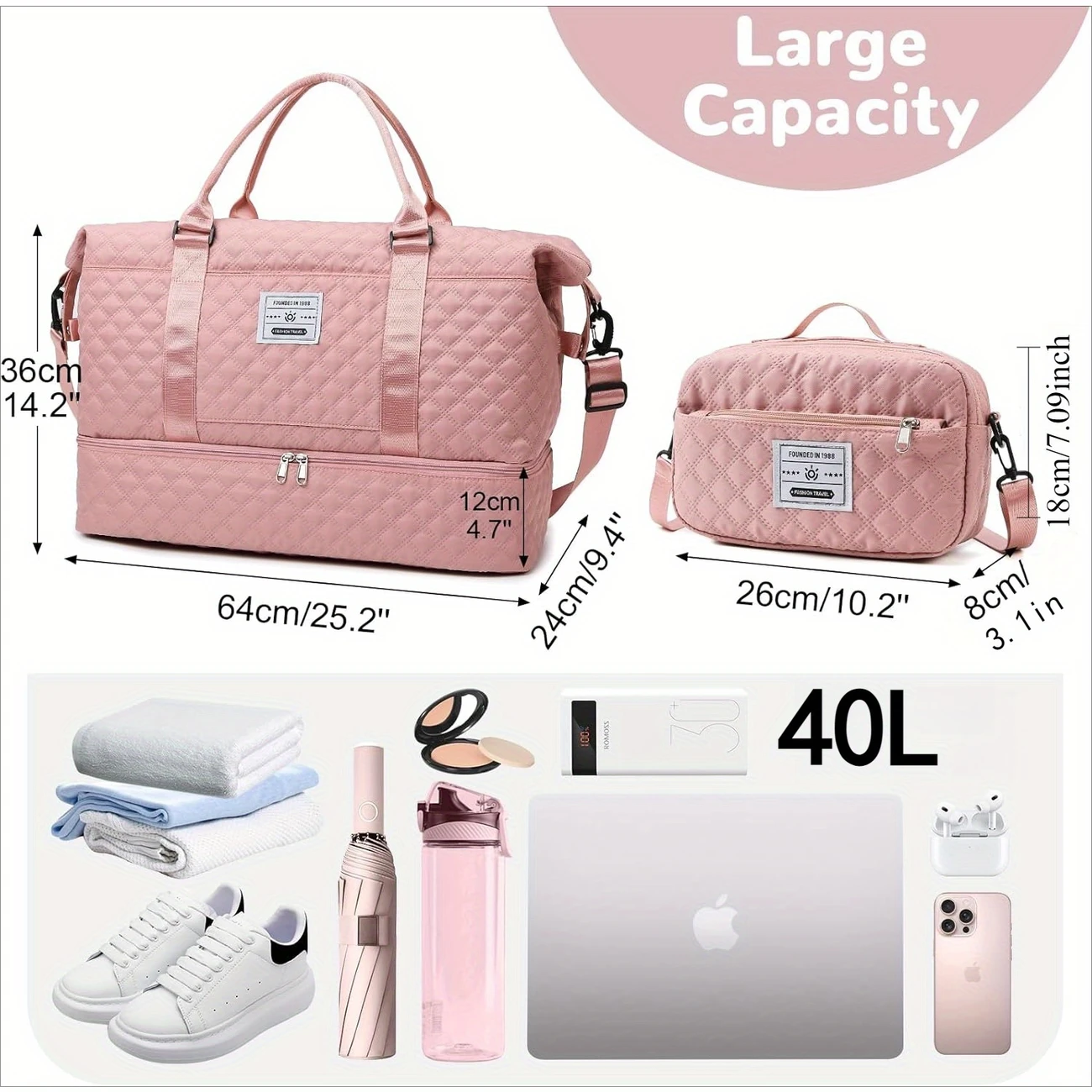 σετ 2 τεμαχίων τσαντα ταξιδίου κόκκινο